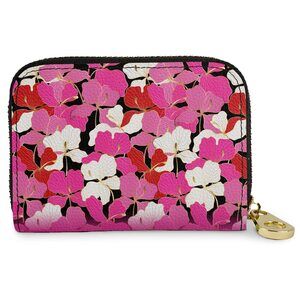 7522 RFID Secure Armored Zipper Wallet Enameled Orchids